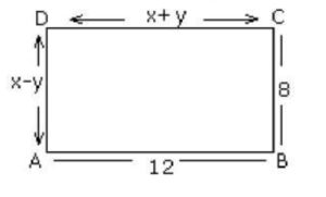 ABCD is a rectangle if the value of AB=12 is given. Find the values of x and y. sample paper 2024 