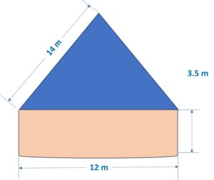 The interior of a building is in the form of a cylinder of base radius 12 m 