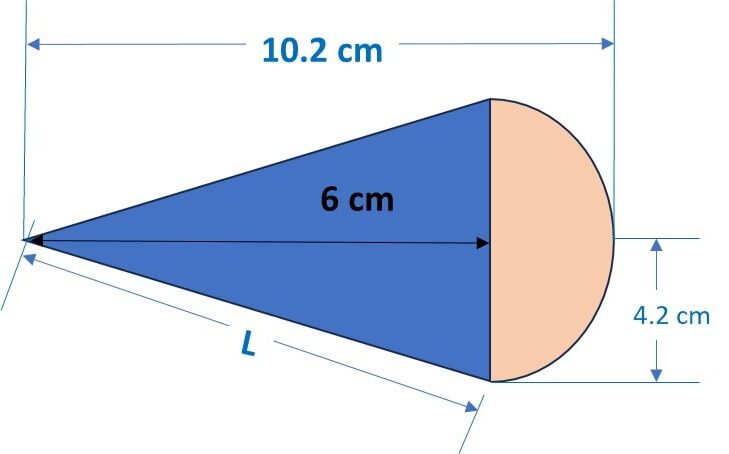 A solid wooden toy is in the shape of a right circular cone mounted