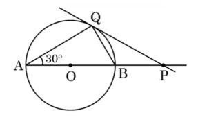 In the given figure, PQ is tangent to a circle centred at O and ∠BAQ = 30°; show that BP = BQ.
