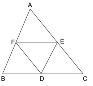 In 𝛥ABC, D, E and F are midpoints of BC,CA and AB respectively. Prove that  △ 𝐹𝐵𝐷 ∼ △ DEF and △ DEF ∼ △ ABC