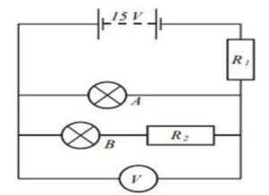 As shown in the figure above A and B are two lamps. Lamp A is rated at 12 V,24W. 