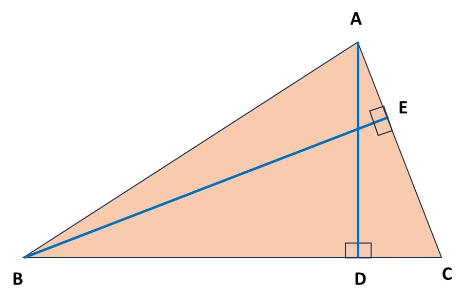 In ∆ABC, altitudes AD and BE are drawn. If AD = 7 cm, BE = 9 cm and EC = 12 cm then, find the length of CD. Important Question 10th maths board exam CBSE 2024