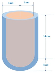 The inner and outer radii of a hollow cylinder surmounted on a hollow hemisphere