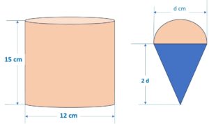 A cylindrical tub, whose diameter is 12 cm and height 15 cm is full of ice-cream