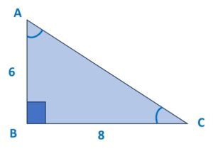 If in a triangle ABC right angled at B, AB = 6 units and BC = 8 units, 