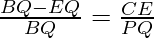 \frac{BQ - EQ}{BQ} = \frac{CE}{PQ}