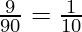 \frac{9}{90} = \frac{1}{10}