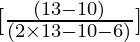 [\frac{(13 - 10)}{(2 \times 13 - 10 - 6)}]